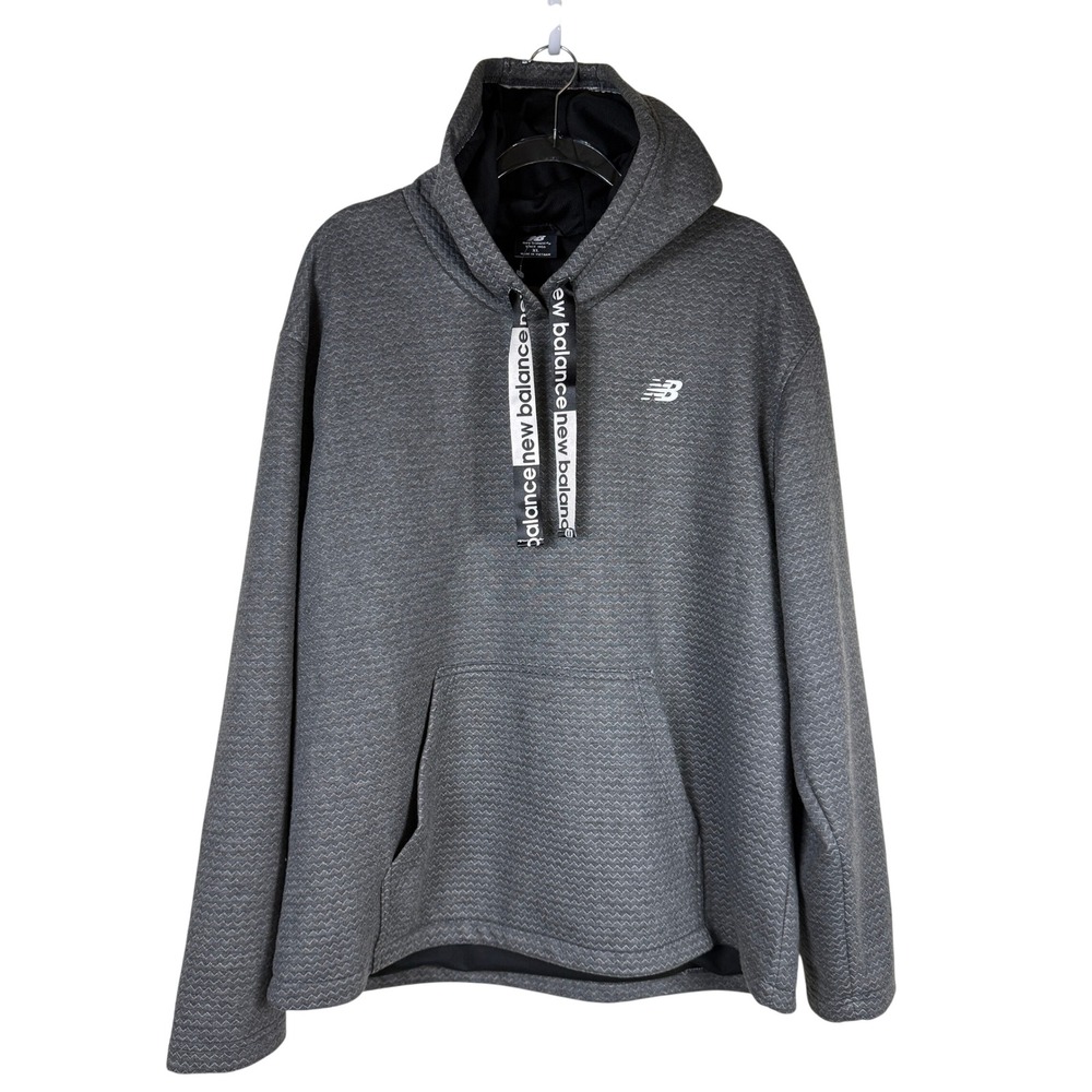 New Balance Hoodie Mens XL Gray Textured Knit Quilted Pullover Athleisure NWT